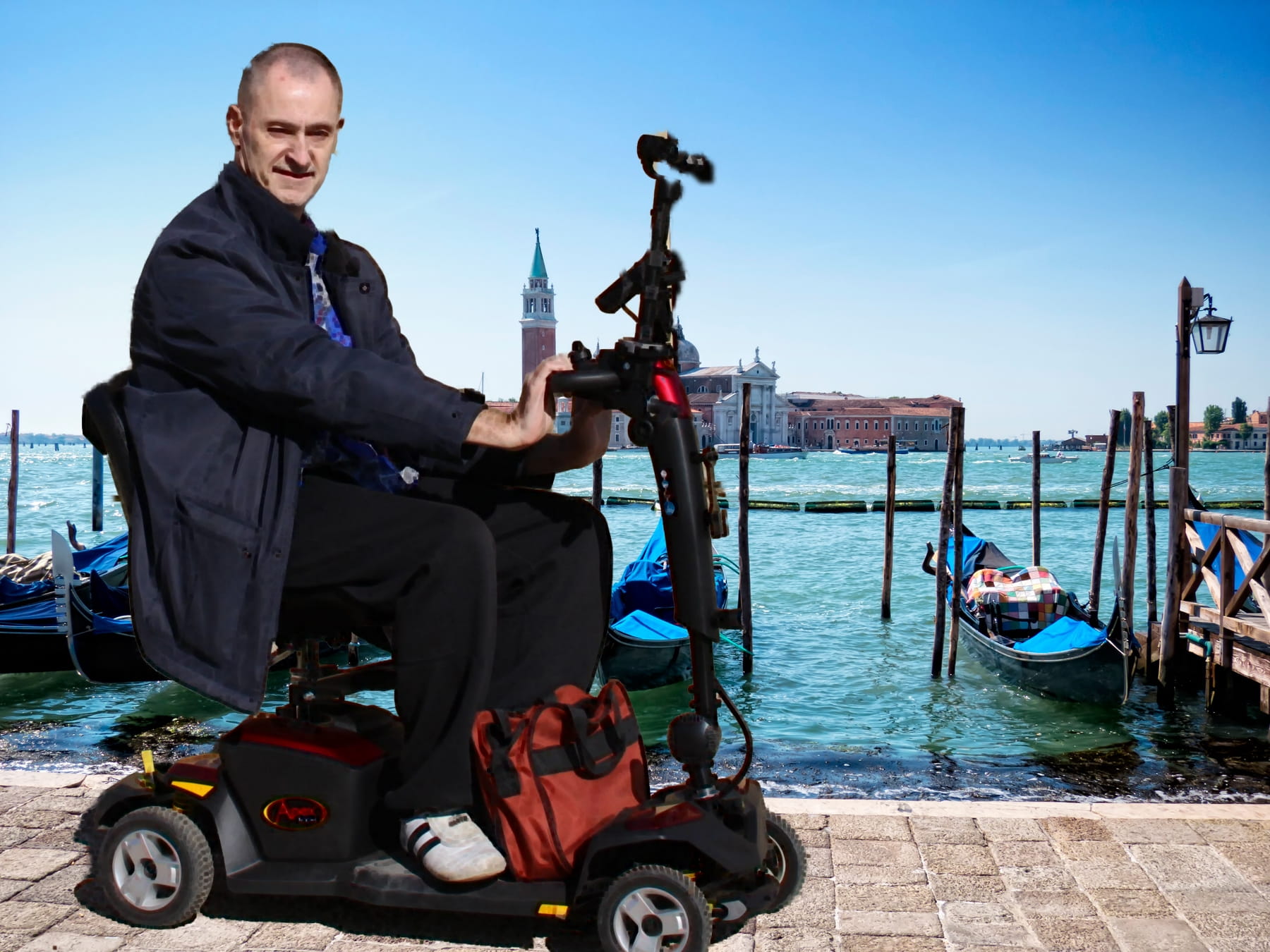 Andy Wright on mobility scooter in Istanbul